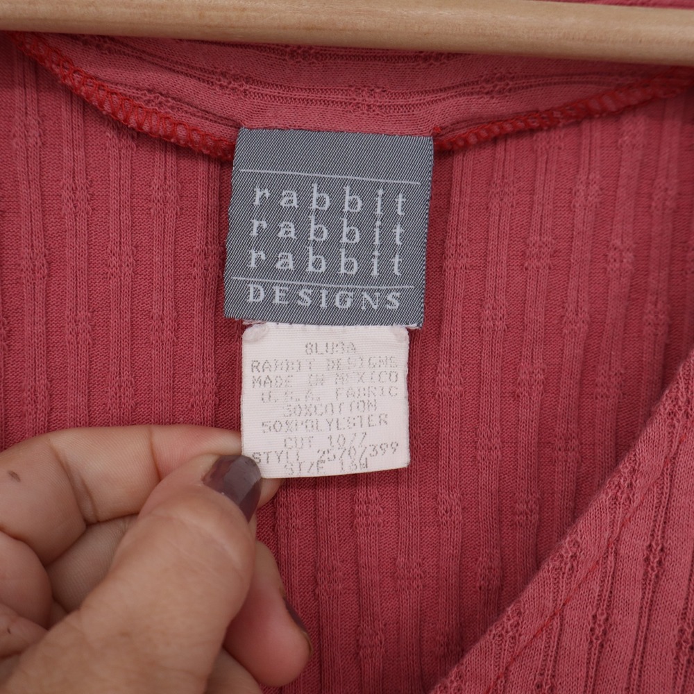 Rabbit Rabbit Rabbit Designs Cardigan Womens 16 Pink Button-Down Good - Picture 2 of 6